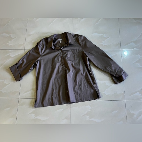 CHICO’S Dark Olive Green Women’s Plus Size 3 Blouse  Button Can Be Worn Folded - Picture 8 of 16